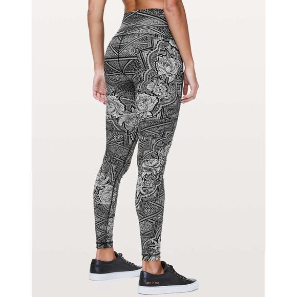 Lululemon Athletica Wunder Under Hi Rise Tight Inked Ice Grey Rose Black Legging - Picture 7 of 9